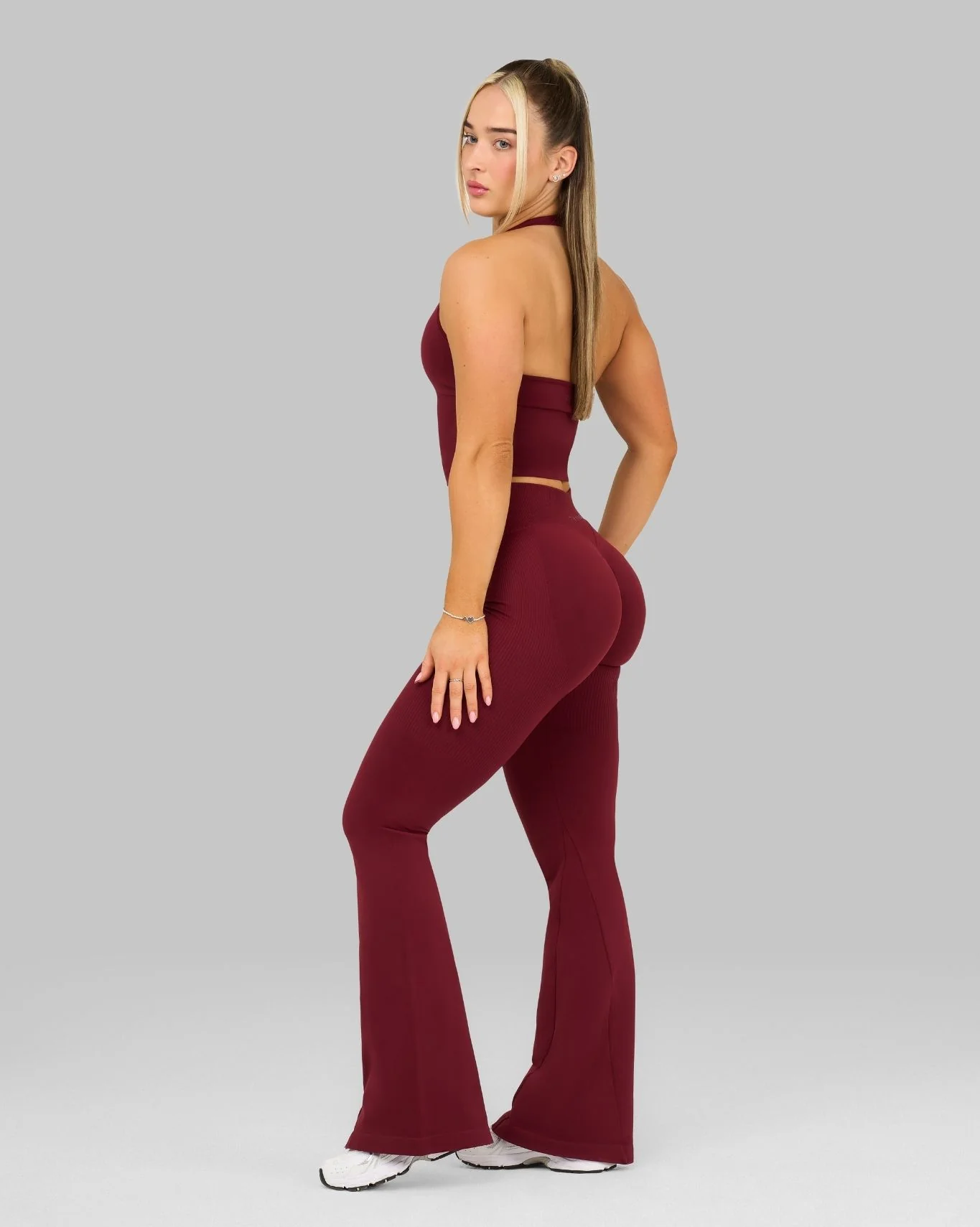 Elevate™ Sculpting Mid V-Waist Flare Leggings | Fine Wine - Image 4