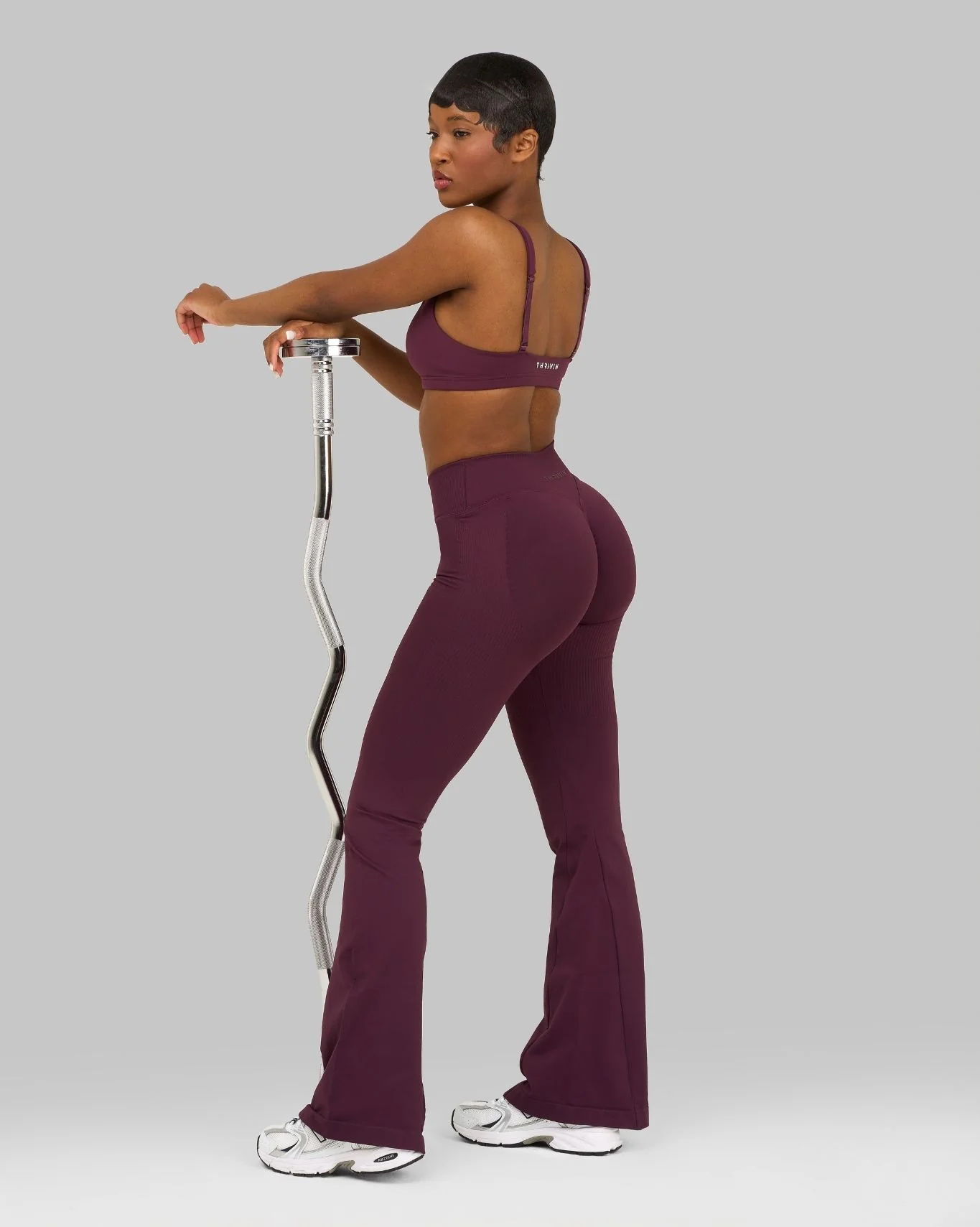 Elevate™ Sculpting Mid V-Waist Flare Leggings | Winter Plum - Image 5