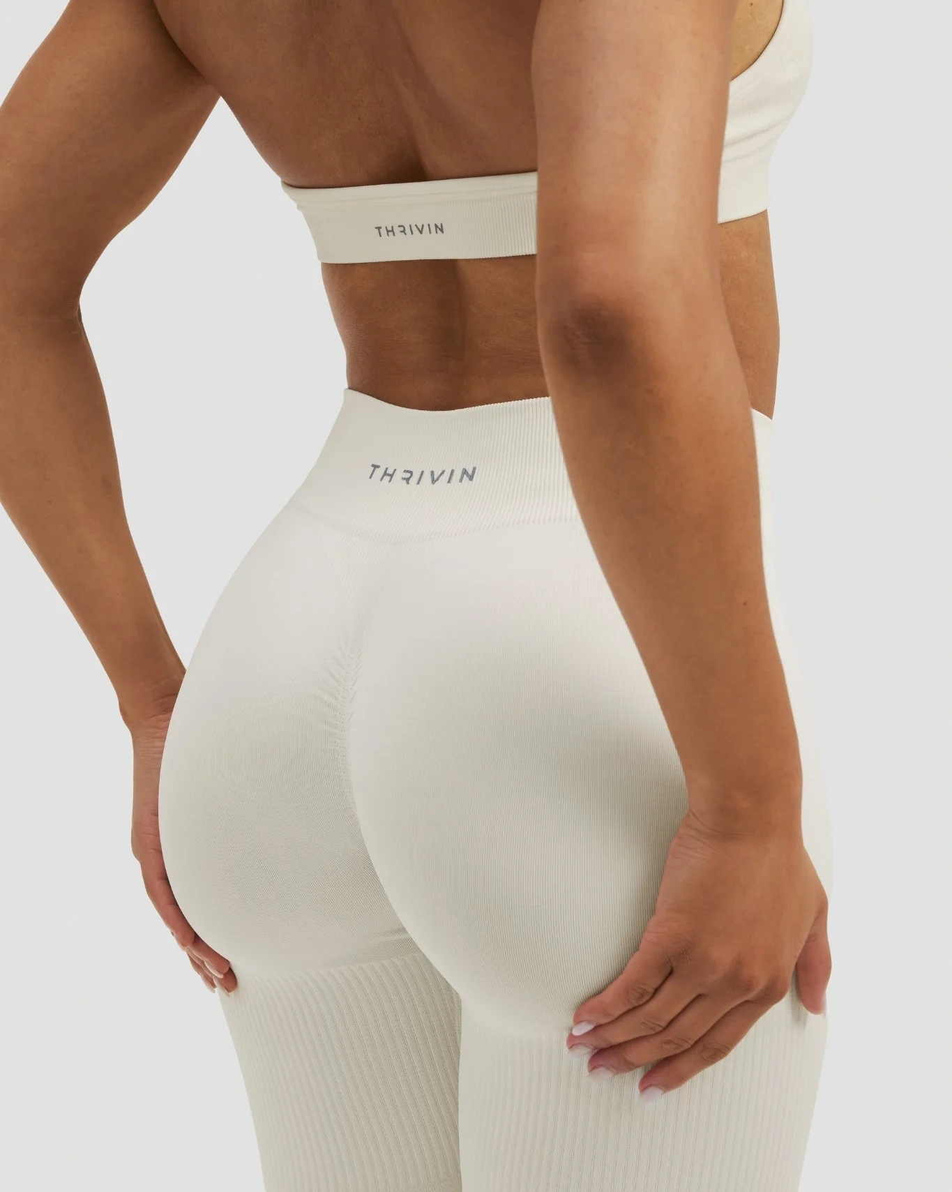 Elevate™ Sculpting Mid Waist Scrunch Leggings | Cream - Image 4