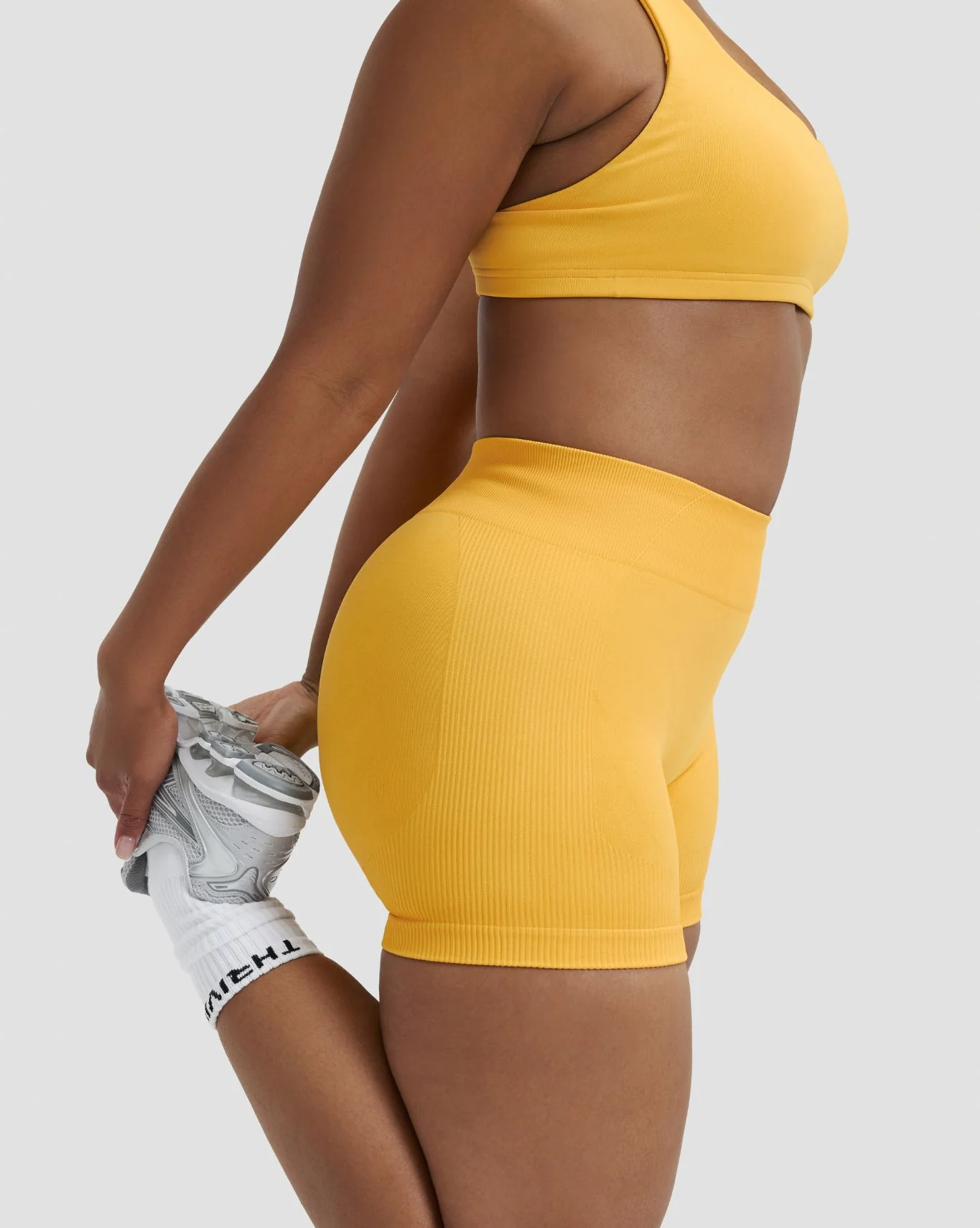 Elevate™ Sculpting Mid Waist Scrunch Shorter Shorts | Banana - Image 8