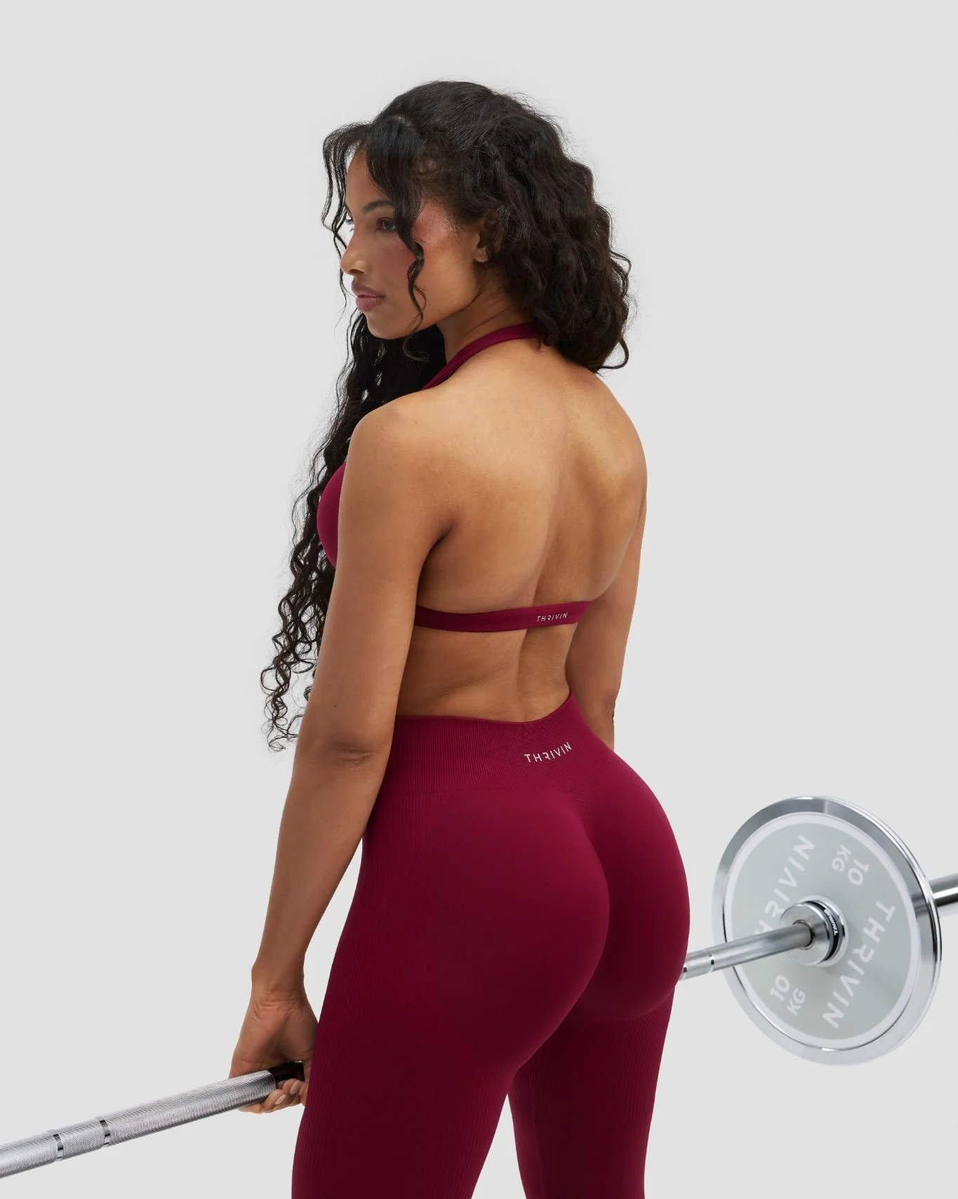 Elevate™ Sculpting Seamless V-Neck Halter Bra | Raspberry - Image 2