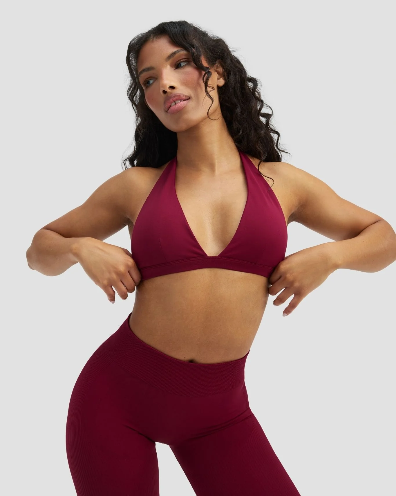 Elevate™ Sculpting Seamless V-Neck Halter Bra | Raspberry - Image 5
