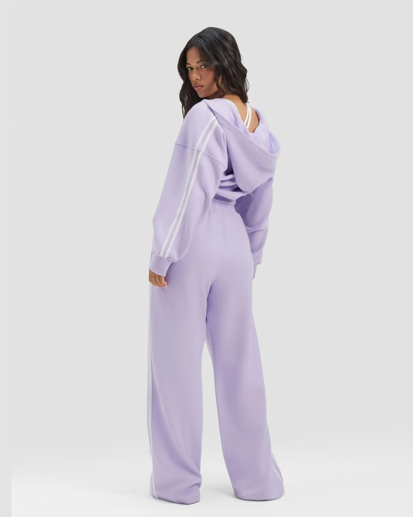 Essential Jersey Stripe Joggers | Lilac - Image 3