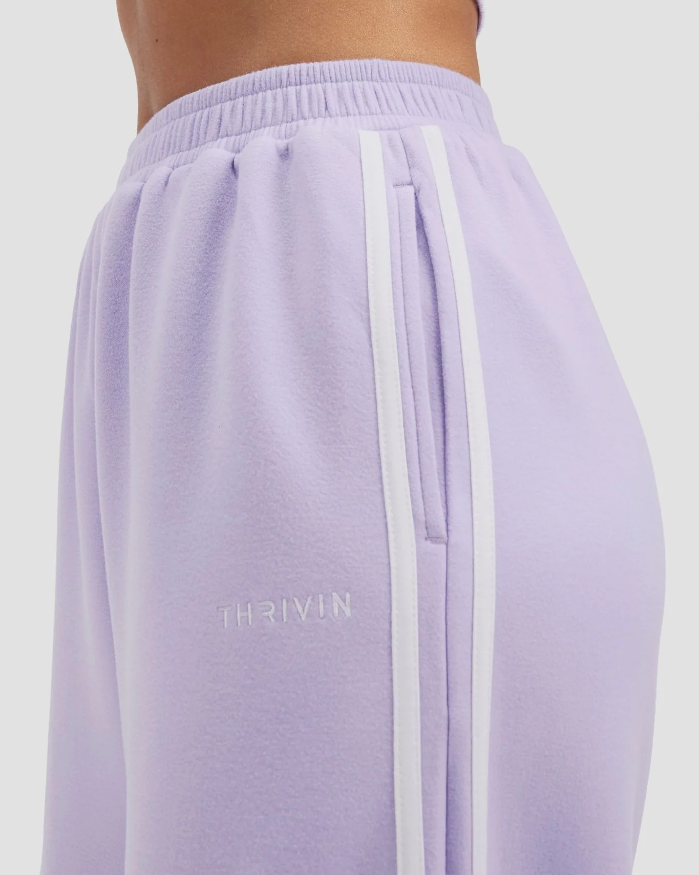 Essential Jersey Stripe Joggers | Lilac - Image 7