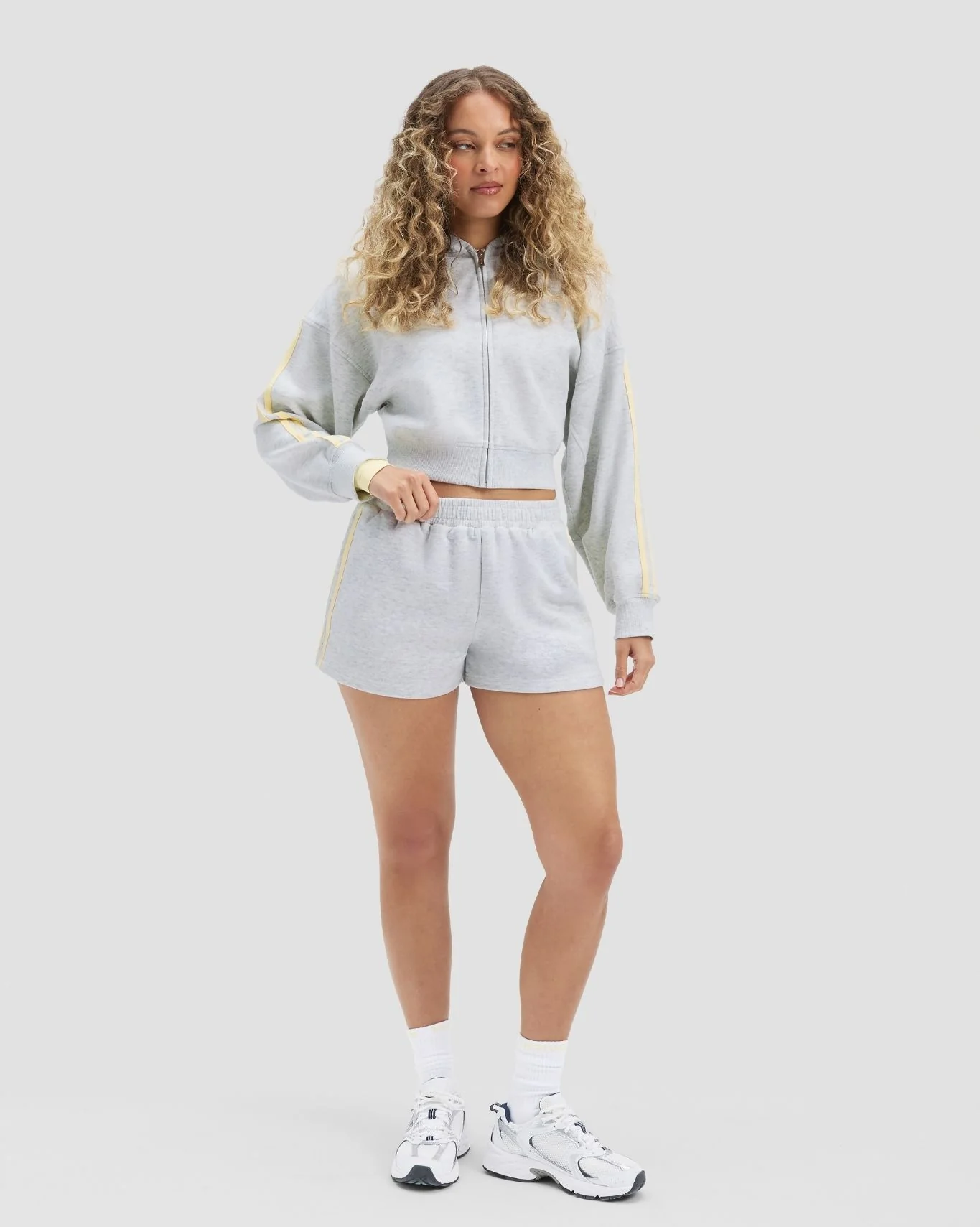 Essential Jersey Stripe Zip Up Jacket | Marl - Image 6